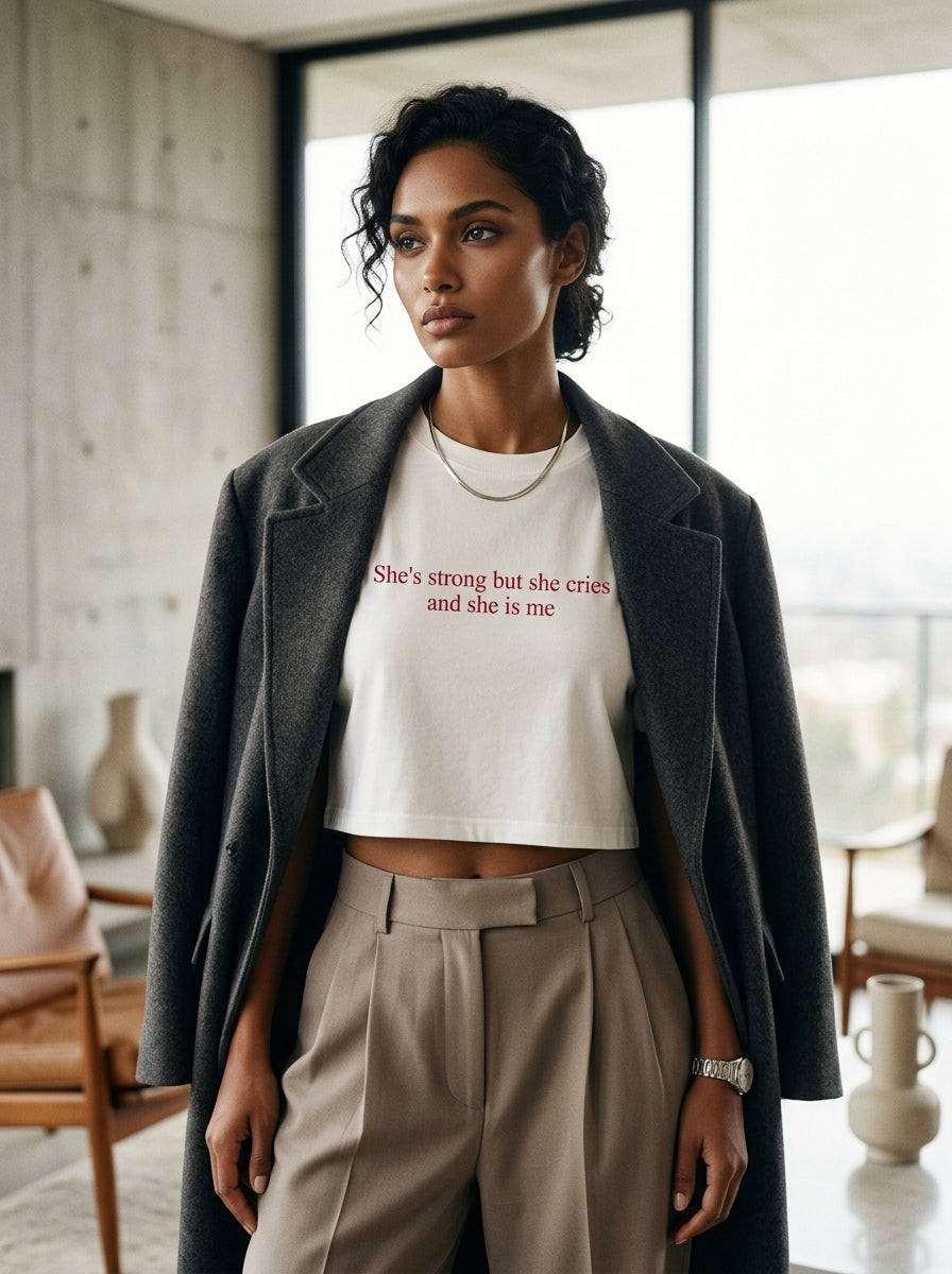 She's strong but she cries and she is me / Crop Top