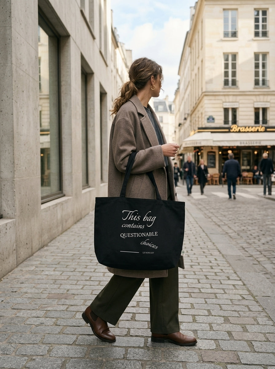 This bag contains questionable choices. / Tote